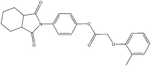 4-(1,3-dioxooctahydro-2H-isoindol-2-yl)phenyl (2-methylphenoxy)acetate Struktur