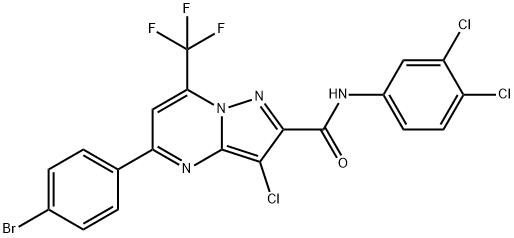 5-(4-bromophenyl)-3-chloro-N-(3,4-dichlorophenyl)-7-(trifluoromethyl)pyrazolo[1,5-a]pyrimidine-2-carboxamide Struktur