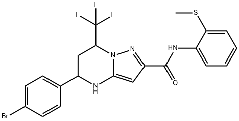 5-(4-bromophenyl)-N-[2-(methylsulfanyl)phenyl]-7-(trifluoromethyl)-4,5,6,7-tetrahydropyrazolo[1,5-a]pyrimidine-2-carboxamide Struktur