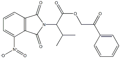 2-oxo-2-phenylethyl 2-{4-nitro-1,3-dioxo-1,3-dihydro-2H-isoindol-2-yl}-3-methylbutanoate Struktur