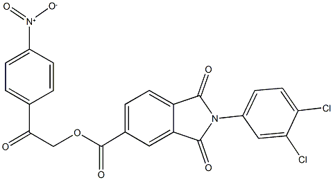 2-{4-nitrophenyl}-2-oxoethyl 2-(3,4-dichlorophenyl)-1,3-dioxo-5-isoindolinecarboxylate Struktur