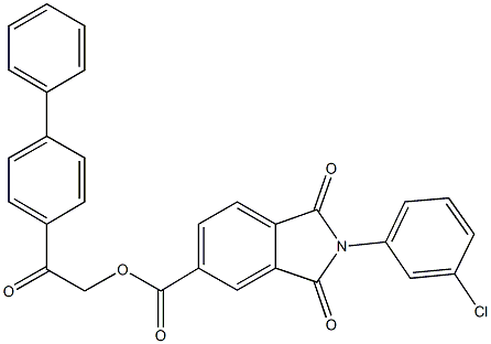 2-[1,1'-biphenyl]-4-yl-2-oxoethyl 2-(3-chlorophenyl)-1,3-dioxo-5-isoindolinecarboxylate Struktur