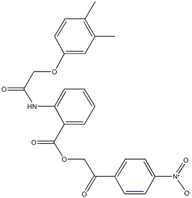 2-{4-nitrophenyl}-2-oxoethyl 2-{[(3,4-dimethylphenoxy)acetyl]amino}benzoate Struktur