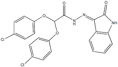 2,2-bis(4-chlorophenoxy)-N'-(2-oxo-1,2-dihydro-3H-indol-3-ylidene)acetohydrazide Struktur