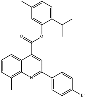 2-isopropyl-5-methylphenyl 2-(4-bromophenyl)-8-methyl-4-quinolinecarboxylate Struktur