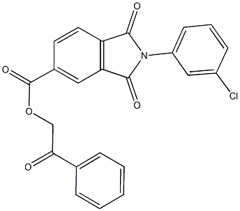 2-oxo-2-phenylethyl 2-(3-chlorophenyl)-1,3-dioxoisoindoline-5-carboxylate Struktur