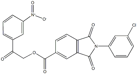 2-{3-nitrophenyl}-2-oxoethyl 2-(3-chlorophenyl)-1,3-dioxoisoindoline-5-carboxylate Struktur