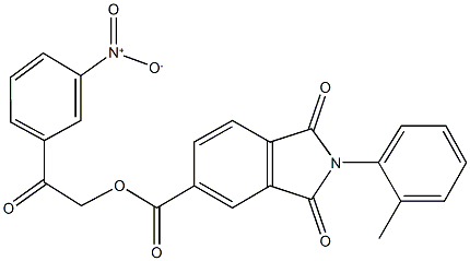 2-{3-nitrophenyl}-2-oxoethyl 2-(2-methylphenyl)-1,3-dioxo-5-isoindolinecarboxylate Struktur