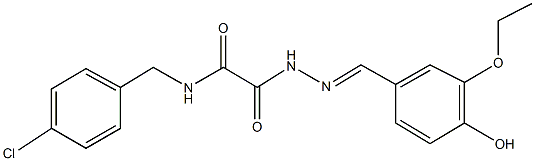 N-(4-chlorobenzyl)-2-[2-(3-ethoxy-4-hydroxybenzylidene)hydrazino]-2-oxoacetamide Struktur