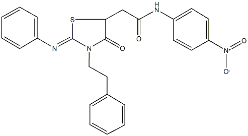 N-{4-nitrophenyl}-2-[4-oxo-3-(2-phenylethyl)-2-(phenylimino)-1,3-thiazolidin-5-yl]acetamide Struktur