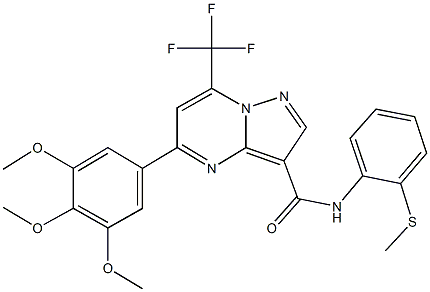 N-[2-(methylsulfanyl)phenyl]-7-(trifluoromethyl)-5-(3,4,5-trimethoxyphenyl)pyrazolo[1,5-a]pyrimidine-3-carboxamide Struktur