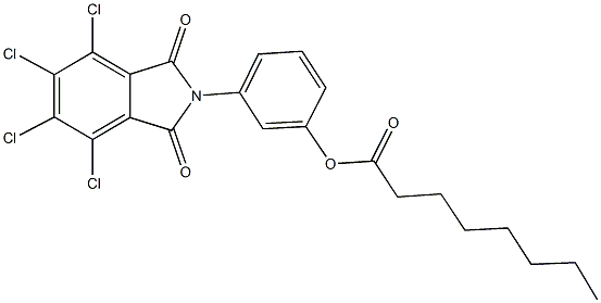 3-(4,5,6,7-tetrachloro-1,3-dioxo-1,3-dihydro-2H-isoindol-2-yl)phenyl octanoate Struktur