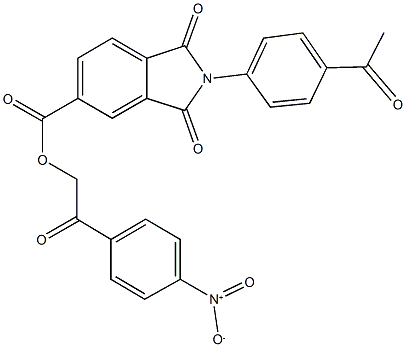 2-{4-nitrophenyl}-2-oxoethyl 2-(4-acetylphenyl)-1,3-dioxo-5-isoindolinecarboxylate Struktur