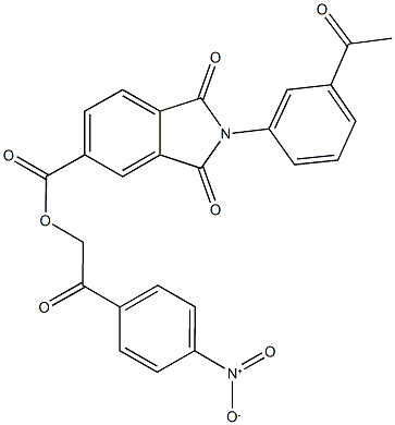 2-{4-nitrophenyl}-2-oxoethyl 2-(3-acetylphenyl)-1,3-dioxo-5-isoindolinecarboxylate Struktur