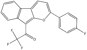 2,2,2-trifluoro-1-[2-(4-fluorophenyl)indeno[2,1-b]pyran-9-yl]ethanone Struktur