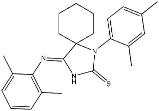 1-(2,4-dimethylphenyl)-4-[(2,6-dimethylphenyl)imino]-1,3-diazaspiro[4.5]decane-2-thione Struktur