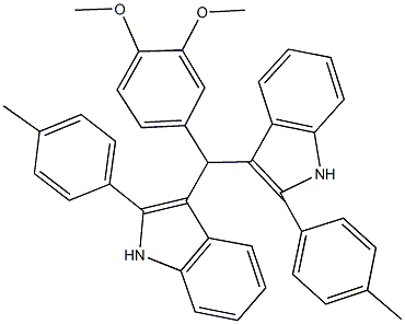 3-{(3,4-dimethoxyphenyl)[2-(4-methylphenyl)-1H-indol-3-yl]methyl}-2-(4-methylphenyl)-1H-indole Struktur