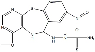 2-{8-nitro-4-methoxy-5,6-dihydropyrimido[4,5-b][1,4]benzothiazepin-6-yl}hydrazinecarbothioamide Struktur