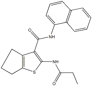 N-(1-naphthyl)-2-(propionylamino)-5,6-dihydro-4H-cyclopenta[b]thiophene-3-carboxamide Struktur