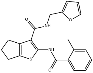 N-(2-furylmethyl)-2-[(2-methylbenzoyl)amino]-5,6-dihydro-4H-cyclopenta[b]thiophene-3-carboxamide Struktur