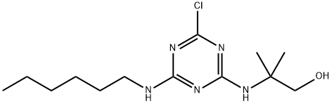 2-{[4-chloro-6-(hexylamino)-1,3,5-triazin-2-yl]amino}-2-methyl-1-propanol Struktur