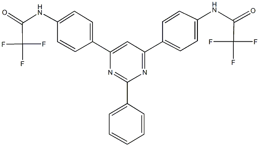 2,2,2-trifluoro-N-[4-(2-phenyl-6-{4-[(trifluoroacetyl)amino]phenyl}-4-pyrimidinyl)phenyl]acetamide Struktur