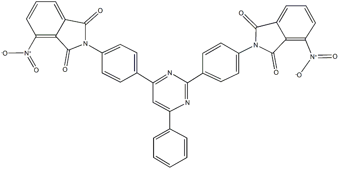 4-nitro-2-{4-[2-(4-{4-nitro-1,3-dioxo-1,3-dihydro-2H-isoindol-2-yl}phenyl)-6-phenyl-4-pyrimidinyl]phenyl}-1H-isoindole-1,3(2H)-dione Struktur