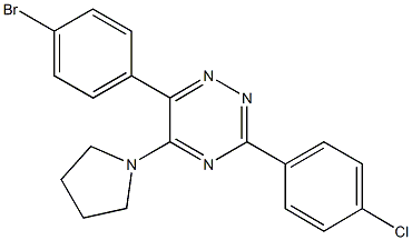 6-(4-bromophenyl)-3-(4-chlorophenyl)-5-(1-pyrrolidinyl)-1,2,4-triazine Struktur