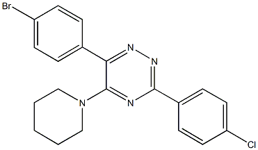 6-(4-bromophenyl)-3-(4-chlorophenyl)-5-(1-piperidinyl)-1,2,4-triazine Struktur