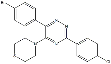 6-(4-bromophenyl)-3-(4-chlorophenyl)-5-(4-thiomorpholinyl)-1,2,4-triazine Struktur