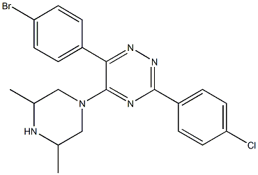 6-(4-bromophenyl)-3-(4-chlorophenyl)-5-(3,5-dimethyl-1-piperazinyl)-1,2,4-triazine Struktur