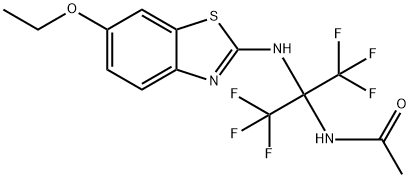 N-[1-[(6-ethoxy-1,3-benzothiazol-2-yl)amino]-2,2,2-trifluoro-1-(trifluoromethyl)ethyl]acetamide Struktur