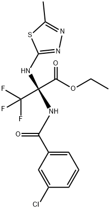 ethyl 2-[(3-chlorobenzoyl)amino]-3,3,3-trifluoro-2-[(5-methyl-1,3,4-thiadiazol-2-yl)amino]propanoate Struktur