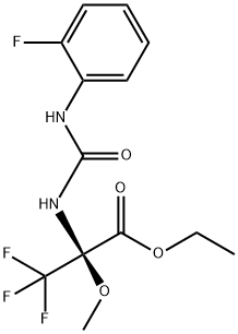 ethyl 3,3,3-trifluoro-2-{[(2-fluoroanilino)carbonyl]amino}-2-methoxypropanoate Struktur