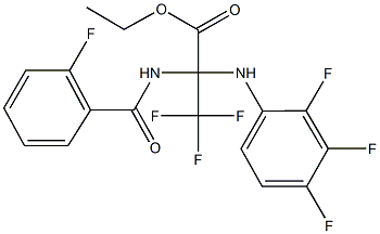 ethyl 3,3,3-trifluoro-2-[(2-fluorobenzoyl)amino]-2-(2,3,4-trifluoroanilino)propanoate Struktur