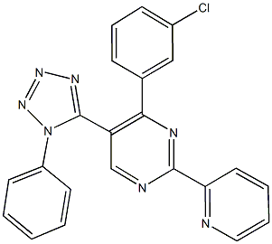 4-(3-chlorophenyl)-5-(1-phenyl-1H-tetraazol-5-yl)-2-(2-pyridinyl)pyrimidine Struktur