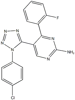 5-[1-(4-chlorophenyl)-1H-tetraazol-5-yl]-4-(2-fluorophenyl)-2-pyrimidinamine Struktur