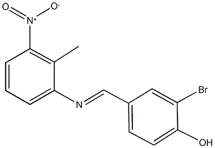 2-bromo-4-[({3-nitro-2-methylphenyl}imino)methyl]phenol Struktur