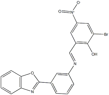 2-({[3-(1,3-benzoxazol-2-yl)phenyl]imino}methyl)-6-bromo-4-nitrophenol Struktur