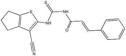 N-cinnamoyl-N'-(3-cyano-5,6-dihydro-4H-cyclopenta[b]thien-2-yl)thiourea Struktur