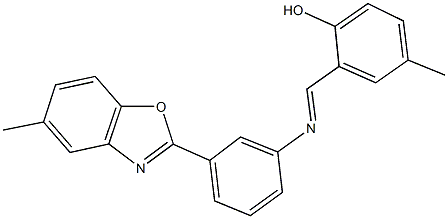 4-methyl-2-({[3-(5-methyl-1,3-benzoxazol-2-yl)phenyl]imino}methyl)phenol Struktur