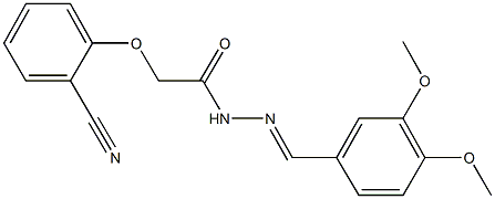 2-(2-cyanophenoxy)-N'-(3,4-dimethoxybenzylidene)acetohydrazide Struktur