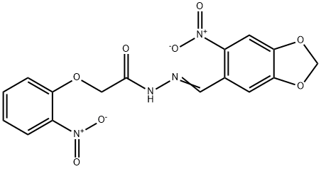 N'-({6-nitro-1,3-benzodioxol-5-yl}methylene)-2-{2-nitrophenoxy}acetohydrazide Struktur