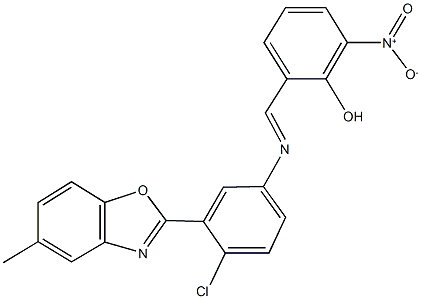 2-({[4-chloro-3-(5-methyl-1,3-benzoxazol-2-yl)phenyl]imino}methyl)-6-nitrophenol Struktur