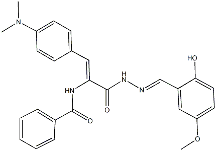 N-(2-[4-(dimethylamino)phenyl]-1-{[2-(2-hydroxy-5-methoxybenzylidene)hydrazino]carbonyl}vinyl)benzamide Struktur