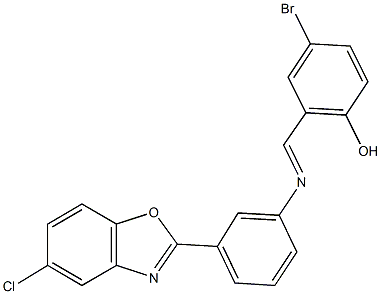 4-bromo-2-({[3-(5-chloro-1,3-benzoxazol-2-yl)phenyl]imino}methyl)phenol Struktur