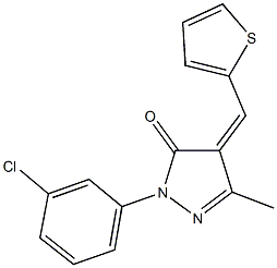 2-(3-chlorophenyl)-5-methyl-4-(2-thienylmethylene)-2,4-dihydro-3H-pyrazol-3-one Struktur