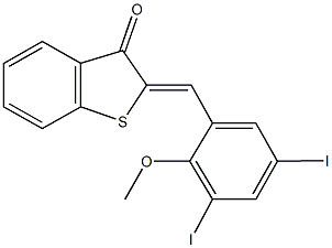 2-(3,5-diiodo-2-methoxybenzylidene)-1-benzothiophen-3(2H)-one Struktur