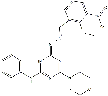 3-nitro-2-methoxybenzaldehyde (4-anilino-6-(4-morpholinyl)-1,3,5-triazin-2(3H)-ylidene)hydrazone Struktur