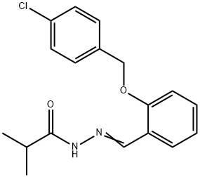 N'-{2-[(4-chlorobenzyl)oxy]benzylidene}-2-methylpropanohydrazide Struktur